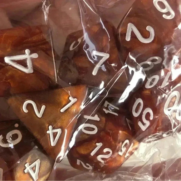 Two 7 Packs D&D Dungeons and Dragons Die Dice Sets Blue & Brown - Picture 3 of 4